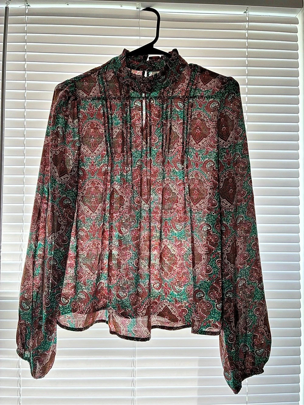 joie Paisley Blouse in Green & Brown Size Small